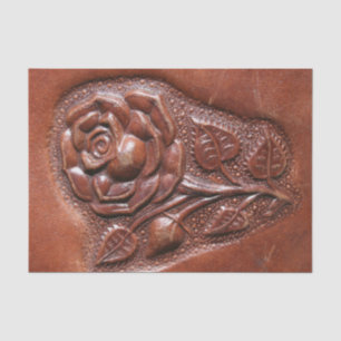 Vintages Blumenbearbeitete lederne Rose des Seidenpapier