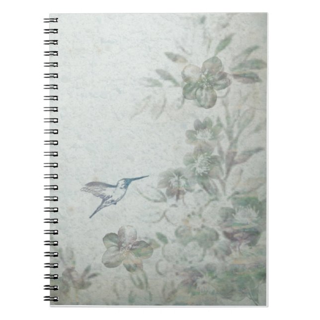 Vintages Blumenblau Notizblock (Vorderseite)