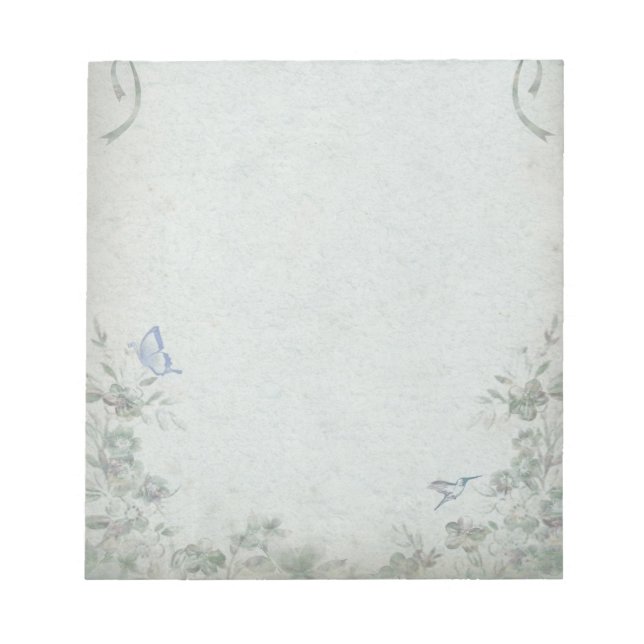 Vintages Blumenblau Notizblock (Vorderseite)
