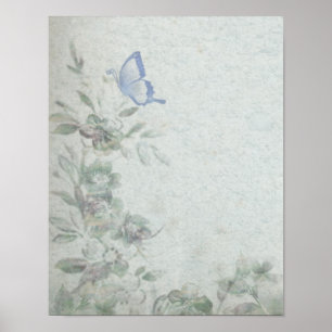 Vintages Blumenblau Poster