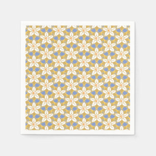 Vintages Blumenblau und Gelb-Jonquil-Muster Serviette