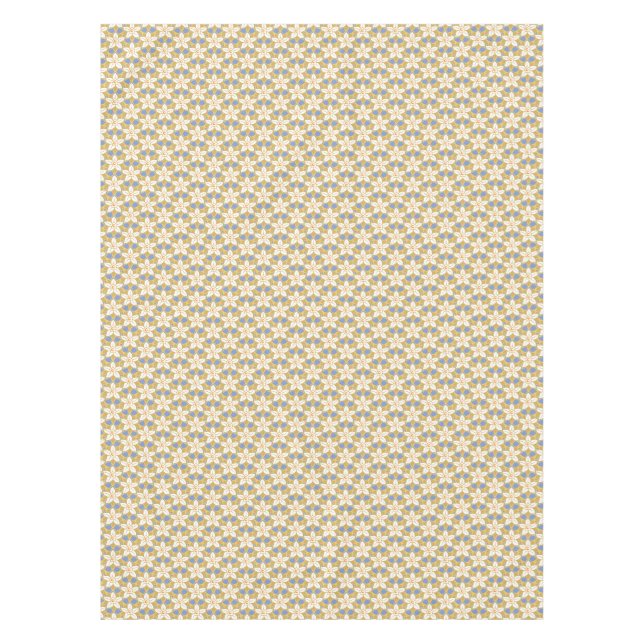 Vintages Blumenblau und Gelb-Jonquil-Muster Tischdecke (Vorderseite)