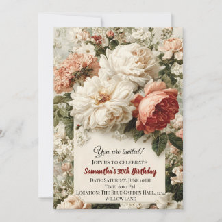 Vintages BlumenBouquet-Design Einladung