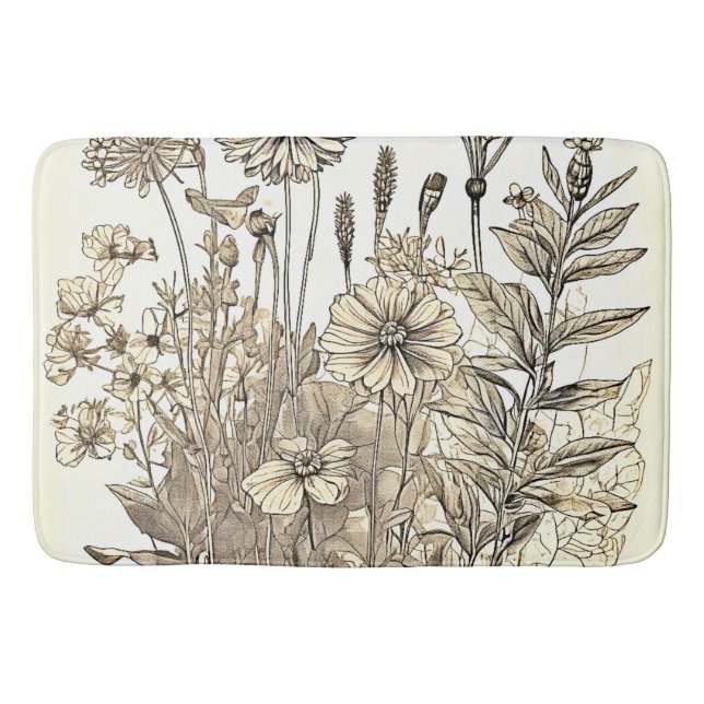Vintages Blumendesign Badematte (Vorderseite)