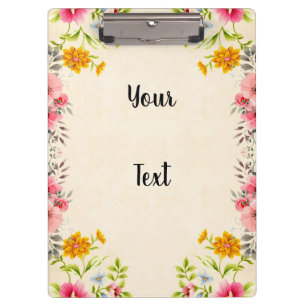 Vintages Blumendesign mit Text Klemmbrett