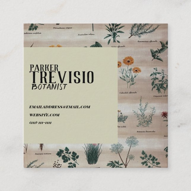 Vintages Blumendiagramm Quadratische Visitenkarte (Vorderseite)