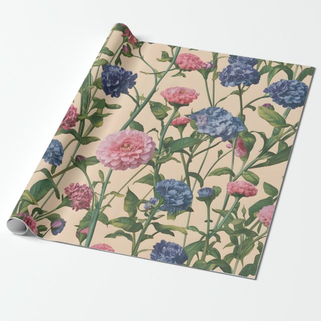 Vintages Blumengartenpapier Geschenkpapier (Ungerollt)