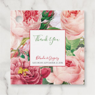 Vintages Blumengeschenk und Botanisches Rosenblatt Geschenkanhänger