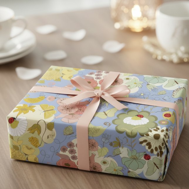 Vintages Blumengeschenk Wrap Ensemble Geschenkpapier Set (Vintage Floral Gift Wrap Ensemble)