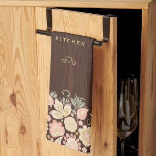 Vintages, blumengeschmücktes elegantes rustikales  geschirrtuch