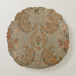 Vintages, blumengeschmücktes Rundkissen - Elegante Rundes Kissen