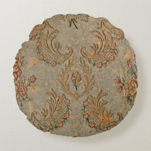 Vintages, blumengeschmücktes Rundkissen - Elegante Rundes Kissen