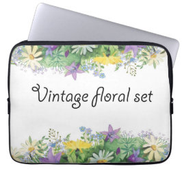Vintages blumengeschmücktes Set Laptopschutzhülle