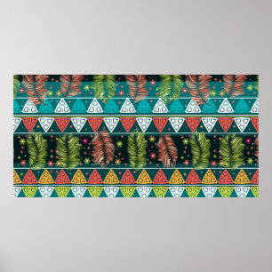 Vintages, blumengeschwungenes ethnisches Muster in Poster