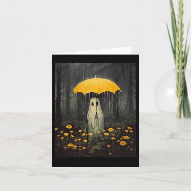 Vintages Blumenghost Halloween Gothic Ghost Dark F Karte (Vorderseite)