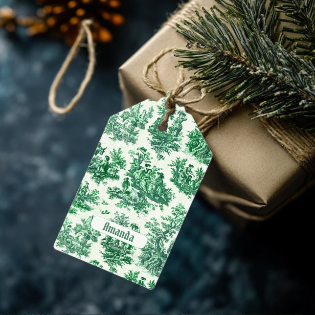 Vintages Blumengrün-Jouilmonogramm Geschenkanhänger (Von Creator hochgeladen)