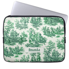 Vintages Blumengrün-Jouilmonogramm Laptopschutzhülle