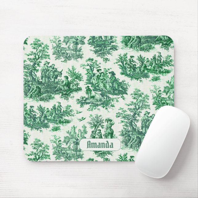 Vintages Blumengrün-Jouilmonogramm Mousepad (Mit Mouse)