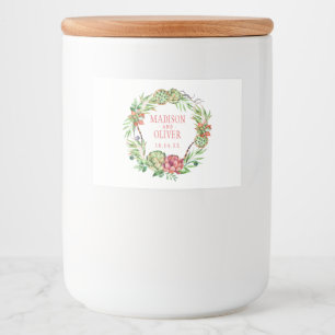 Vintages Blumengrün und rosa Sukkulat Hochzeit Lebensmitteletikett