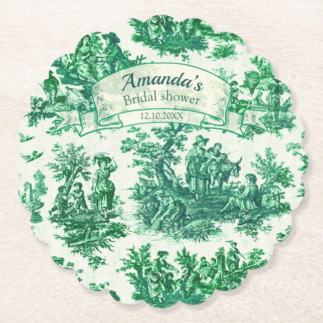 Vintages, blumengrünes Brautparty, Untersetzer (Vorderseite)