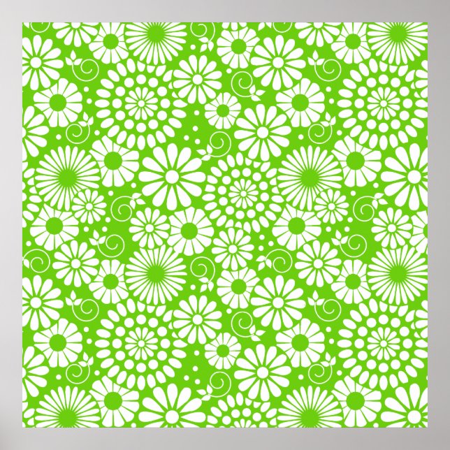 Vintages blumengrünes Poster (Vorne)