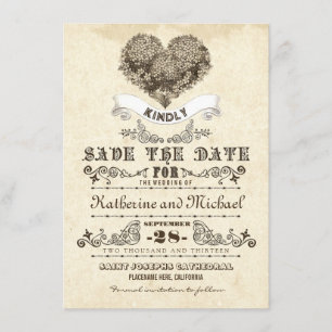 Vintages Blumenherz, einzigartig, speichern Sie di Save The Date