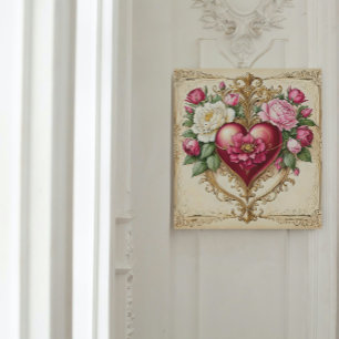 Vintages Blumenherz für Liebe 💗 Poster
