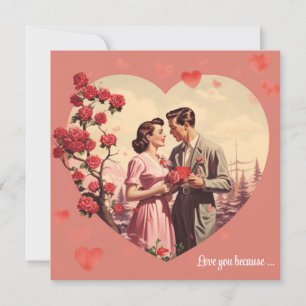 Vintages Blumenherz Valentine Postkarte