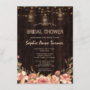 Vintages Blumenholz Alte Lanterns Brautparty Einladung