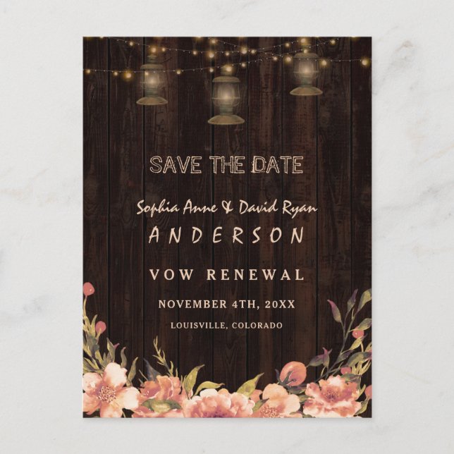 Vintages Blumenholz Alte Lanterns machen wir immer Postkarte (Vorderseite)