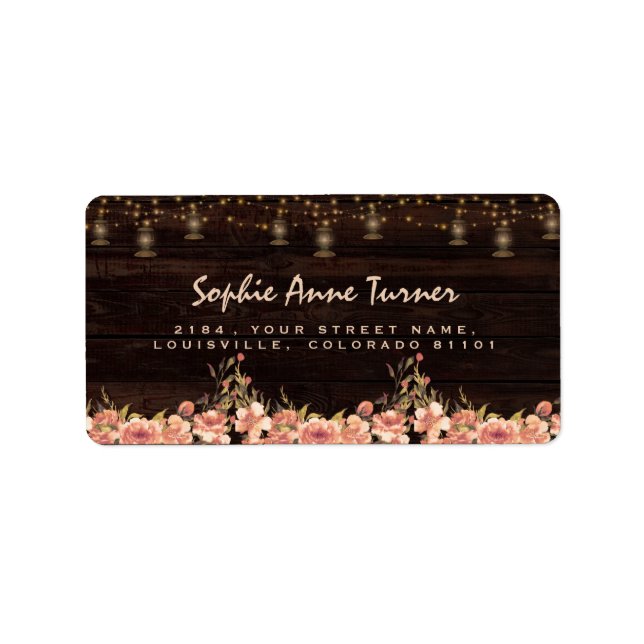 Vintages Blumenholz Alte Lanterns Weddin Adressaufkleber (Vorne)