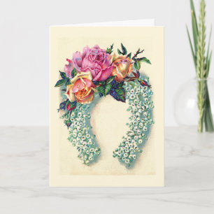 Vintages Blumenhorseshoe Karte