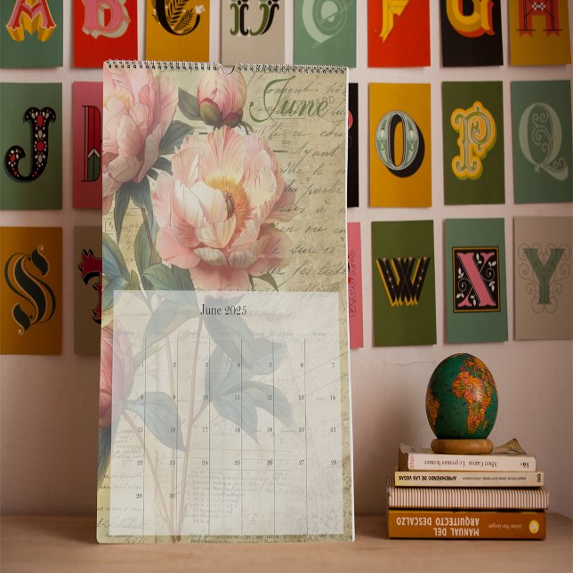 Vintages BlumenJunk-Journal 2025 Kalender (2025 Vintage Floral Junk Journal Calendar - Medium )