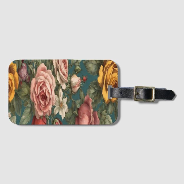 Vintages Blumenkleid Gepäckanhänger (Vorderseite (Horizontal))