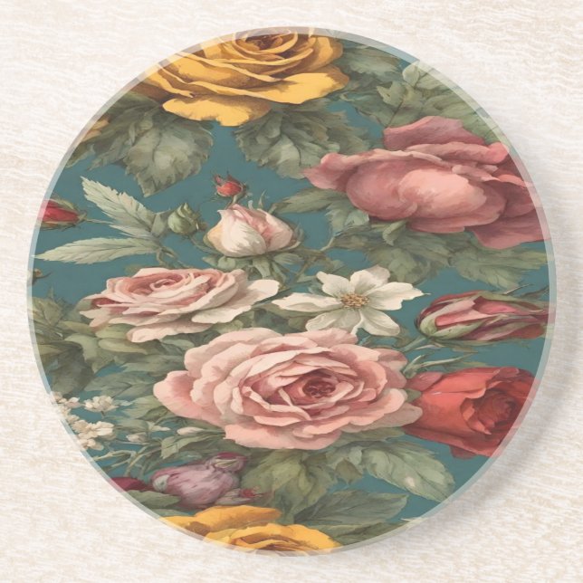 Vintages Blumenkleid Getränkeuntersetzer (Vorne)
