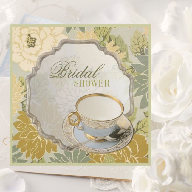 Vintages Blumenkohl Brautparty Tee Party Einladung (vintage floral Bridal Shower Tea Party Invitation)