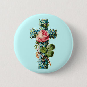 Vintages Blumenkreuz Button