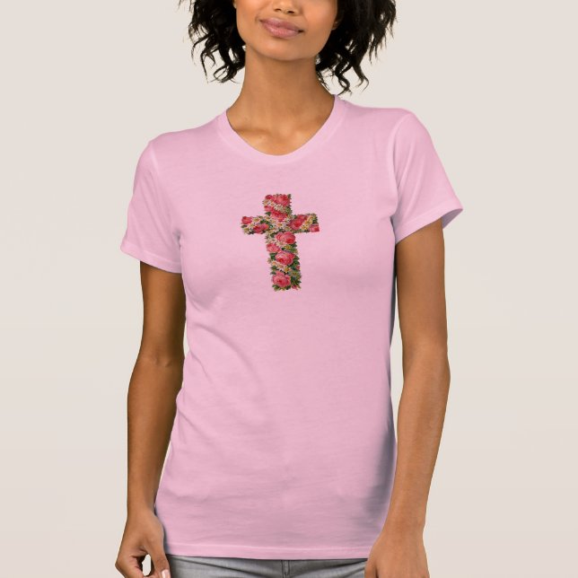 Vintages Blumenkreuz T-Shirt (Vorderseite)