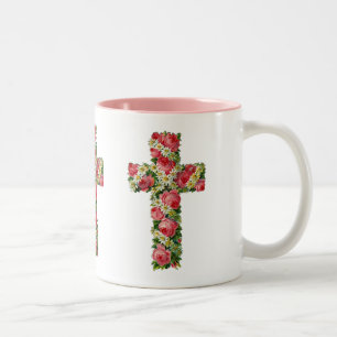 Vintages Blumenkreuz Zweifarbige Tasse
