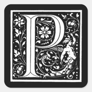 Vintages Blumenmonogramm ` P' - Aufkleber