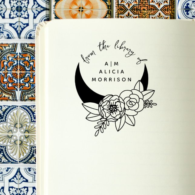 Vintages Blumenmoon-Skriptbuch Gummistempel (Von Creator hochgeladen)