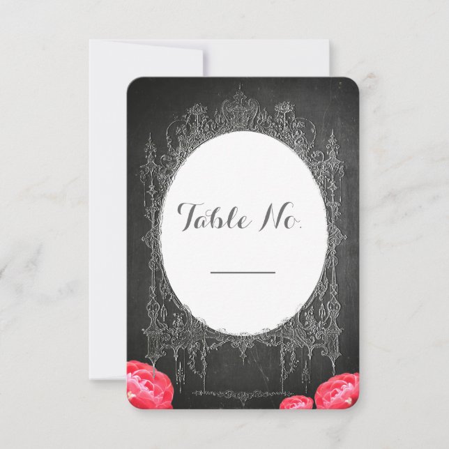 Vintages Blumenmuster auf der Tafel - Tischnummer (Vorderseite)