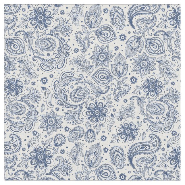 Vintages Blumenmuster aus Hippie Blue Stoff (Nahaufnahme)