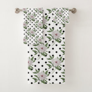 Vintages Blumenmuster Badhandtuch Set