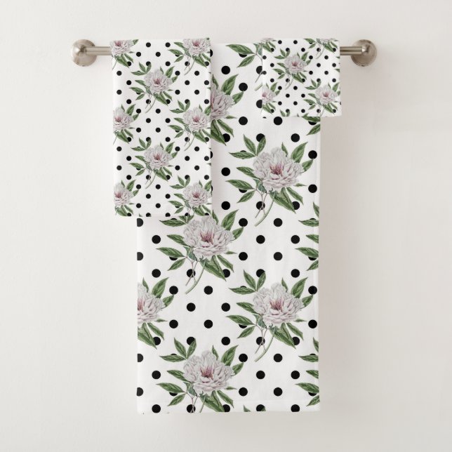 Vintages Blumenmuster Badhandtuch Set (Insitu)