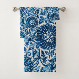 Vintages Blumenmuster Badhandtuch Set