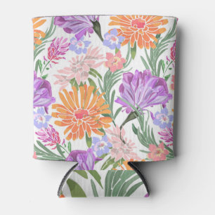 Vintages Blumenmuster, bunte Blume. Dosenkühler