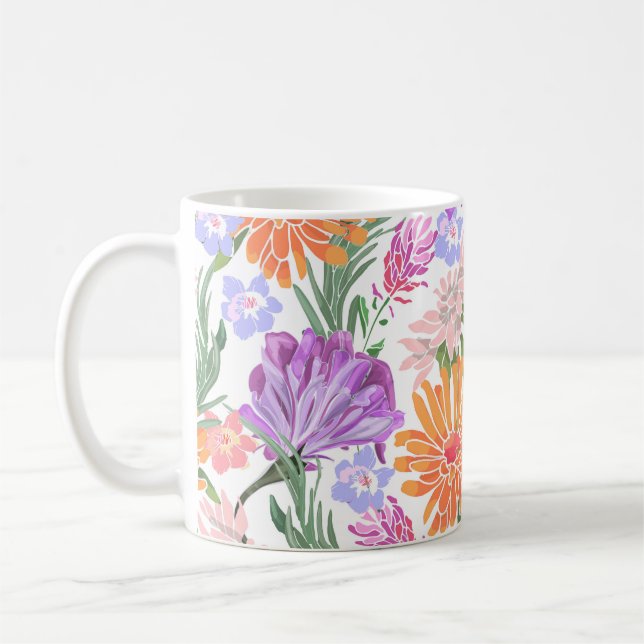 Vintages Blumenmuster, bunte Blume. Kaffeetasse (Links)