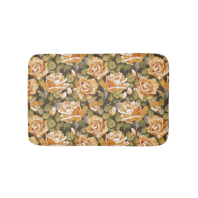 Vintages Blumenmuster der gelben Rosen Badematte (Vorderseite)