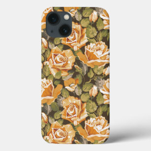 Vintages Blumenmuster der gelben Rosen iPhone 13 Hülle